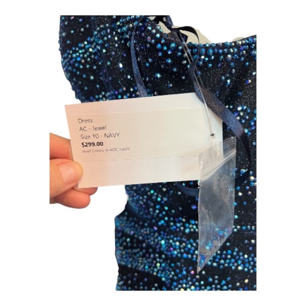 🆕 NWT Rachel Evans STUNNING navy blue beaded formal gown – size 10 - Picture 8 of 12